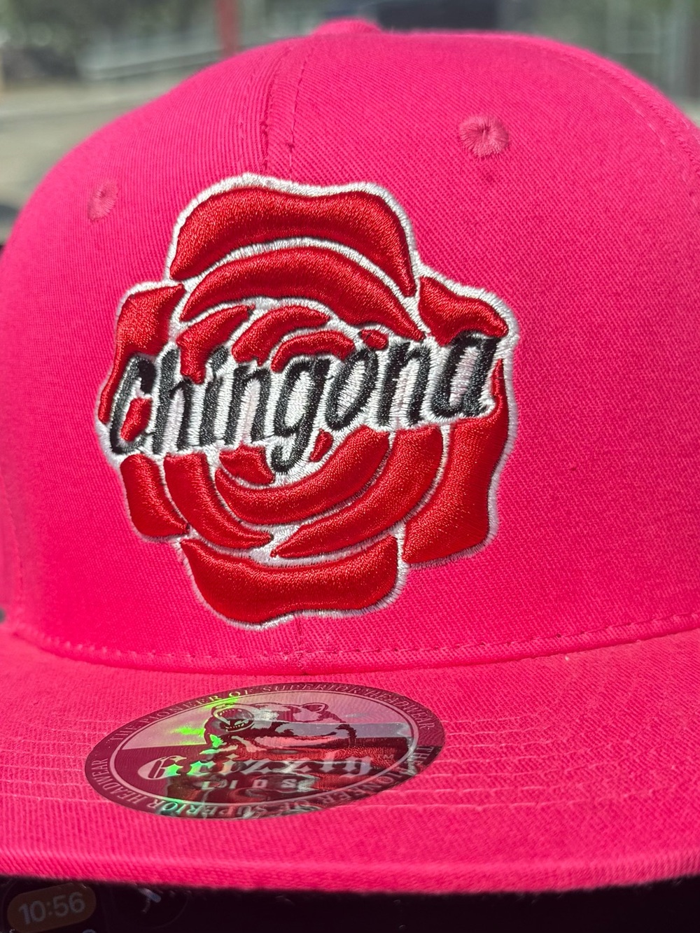 Grizzly Lids Hot Pink Snapback Cap with Embroidered Rose Detail “Chingona”